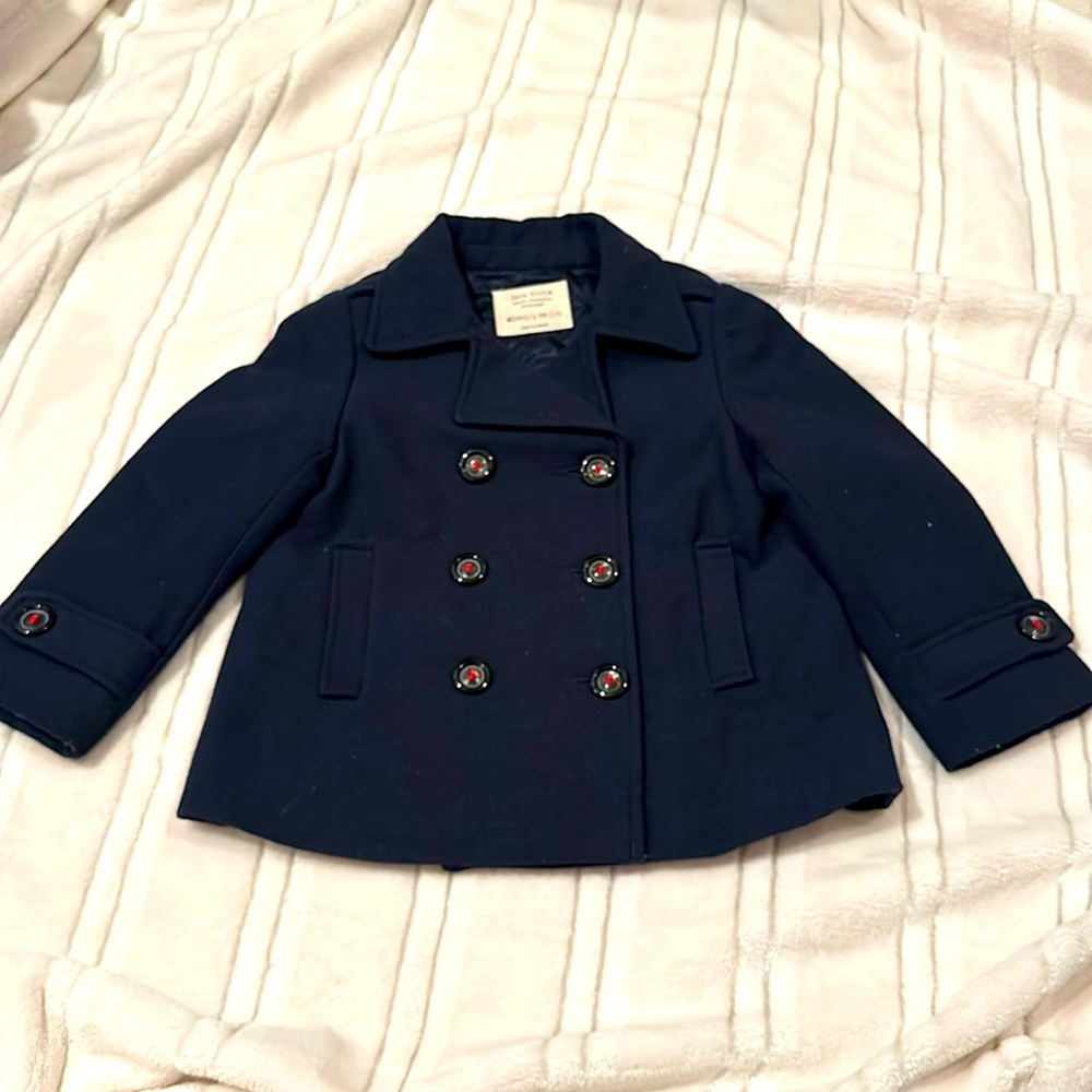 Zara Girls size 3/4 (104cm) Navy blue double breasted Peacoat